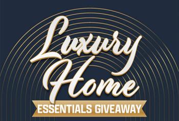 Luxury Giveaway Luxury Home Essentials Giveaway with a gold burst in the background