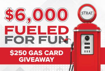 $6,000 Fueled For Fun $250 Gas Card Giveaway with red fuel pump